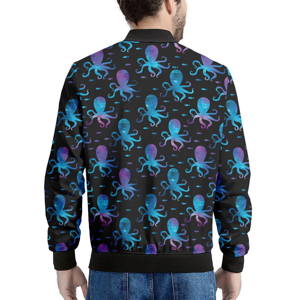 Purple And Teal Octopus Pattern Print Men's Bomber Jacket