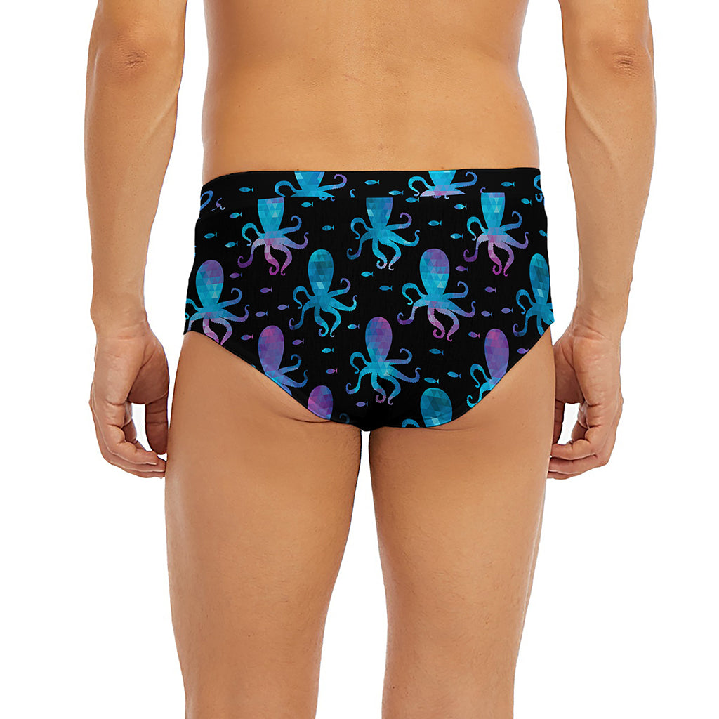 Purple And Teal Octopus Pattern Print Men's Briefs