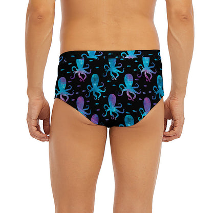 Purple And Teal Octopus Pattern Print Men's Briefs