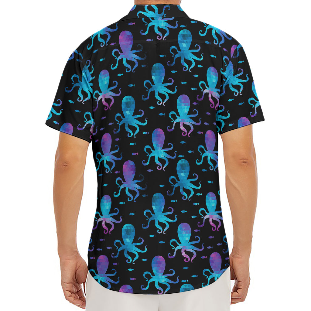 Purple And Teal Octopus Pattern Print Men's Deep V-Neck Shirt