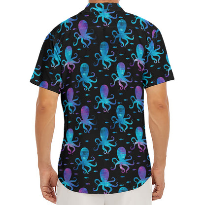 Purple And Teal Octopus Pattern Print Men's Deep V-Neck Shirt