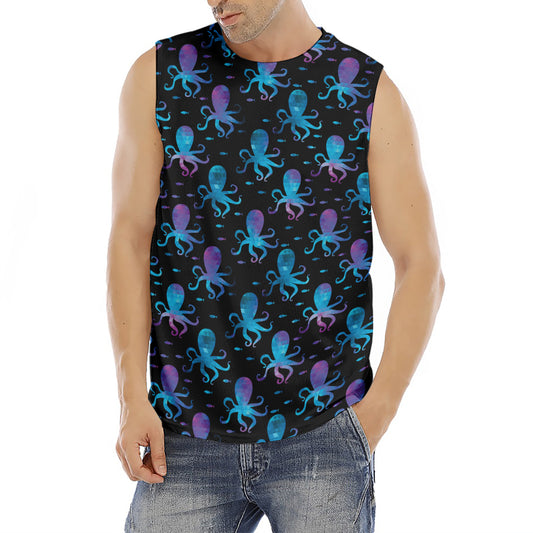 Purple And Teal Octopus Pattern Print Men's Fitness Tank Top