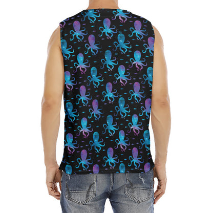 Purple And Teal Octopus Pattern Print Men's Fitness Tank Top