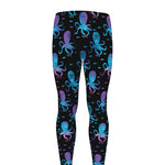 Purple And Teal Octopus Pattern Print Men's leggings
