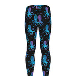 Purple And Teal Octopus Pattern Print Men's leggings