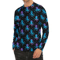 Purple And Teal Octopus Pattern Print Men's Long Sleeve Rash Guard
