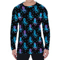 Purple And Teal Octopus Pattern Print Men's Long Sleeve T-Shirt
