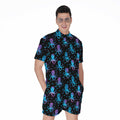 Purple And Teal Octopus Pattern Print Men's Romper
