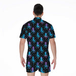 Purple And Teal Octopus Pattern Print Men's Rompers