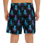 Purple And Teal Octopus Pattern Print Men's Split Running Shorts