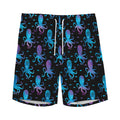 Purple And Teal Octopus Pattern Print Men's Athletic Shorts