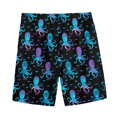 Purple And Teal Octopus Pattern Print Men's Sports Shorts