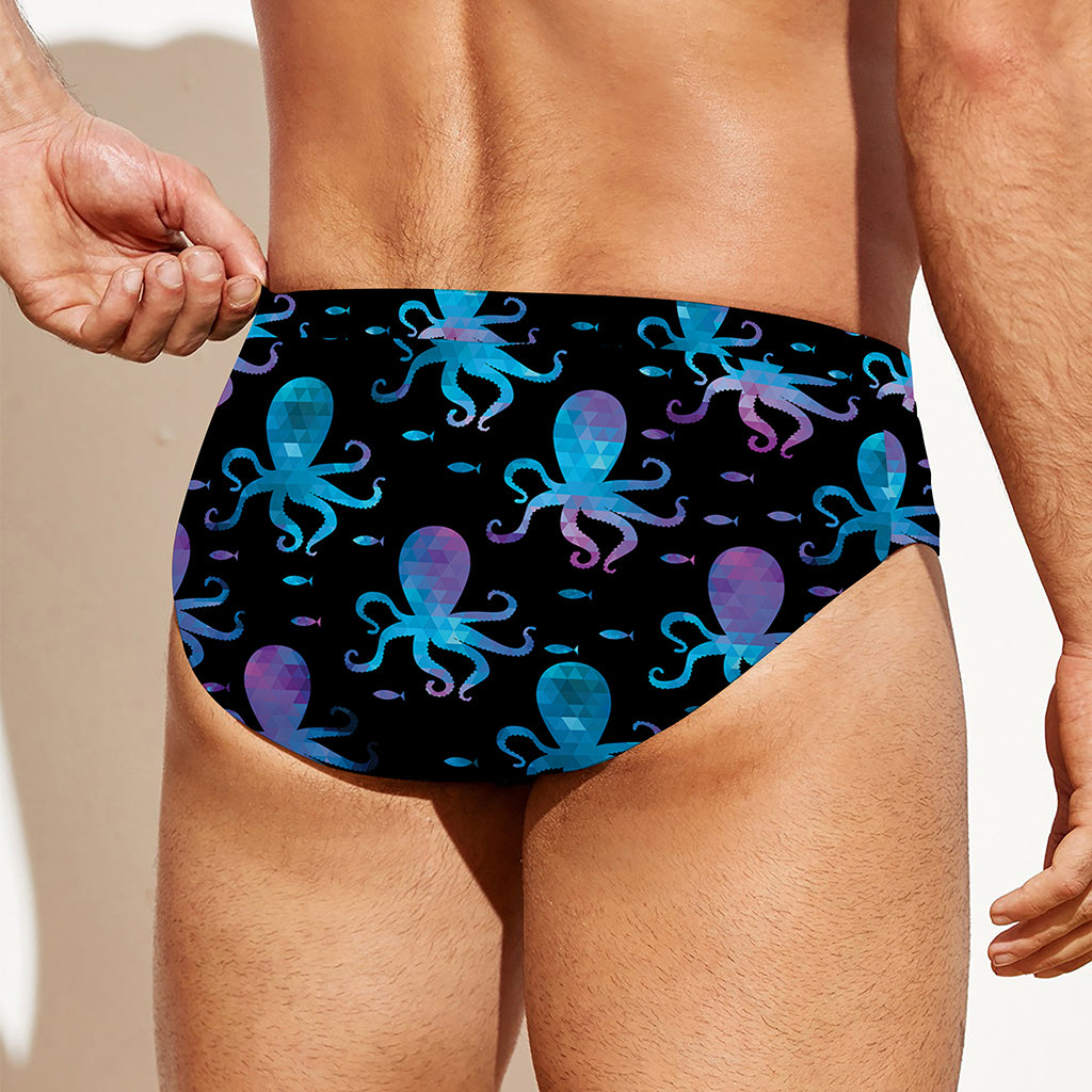 Purple And Teal Octopus Pattern Print Men's Swim Briefs