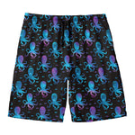 Purple And Teal Octopus Pattern Print Men's Swim Trunks