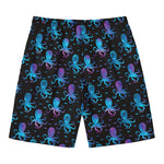 Purple And Teal Octopus Pattern Print Men's Swim Trunks