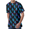 Purple And Teal Octopus Pattern Print Men's Velvet T-Shirt