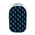Purple And Teal Octopus Pattern Print Mesh Laundry Hamper