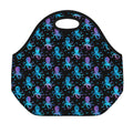 Purple And Teal Octopus Pattern Print Neoprene Lunch Bag