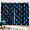 Purple And Teal Octopus Pattern Print Pencil Pleat Curtains