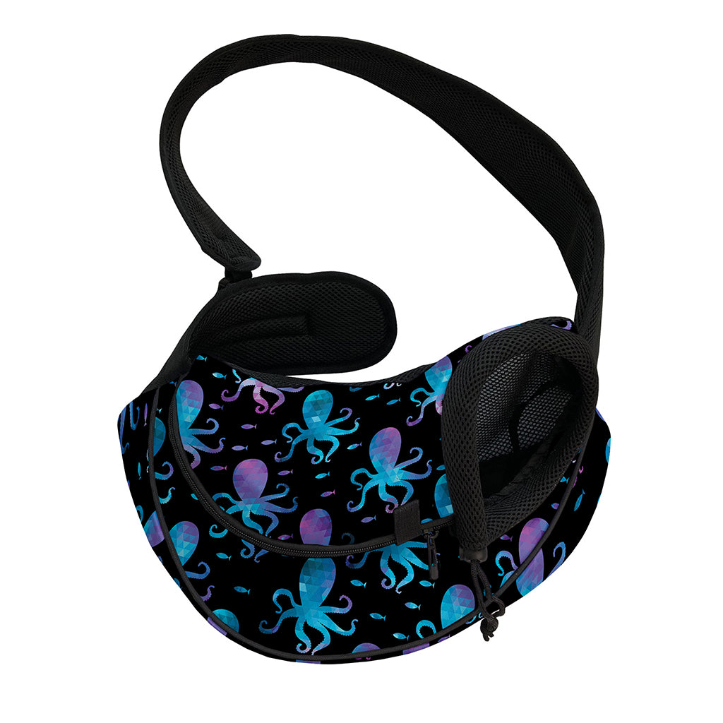 Purple And Teal Octopus Pattern Print Pet Sling Carrier