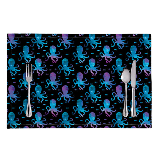 Purple And Teal Octopus Pattern Print Placemat