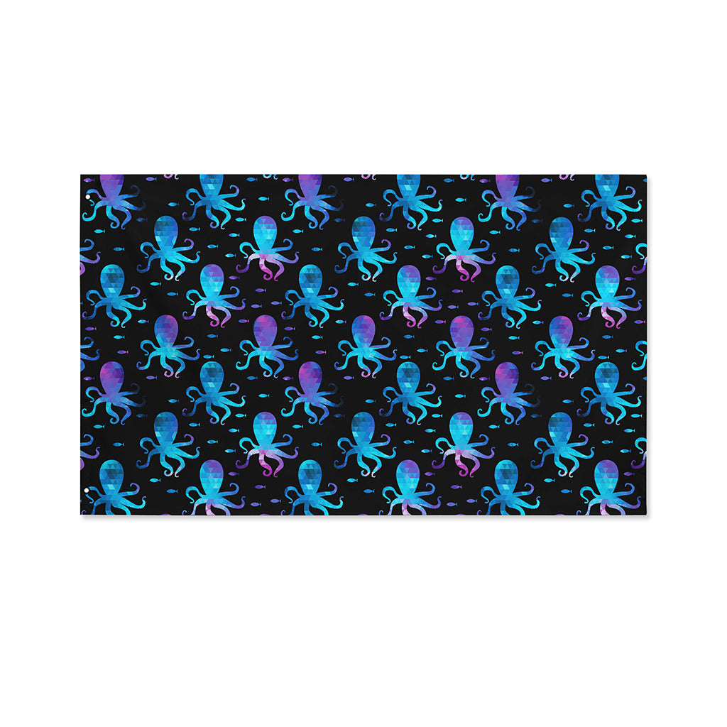 Purple And Teal Octopus Pattern Print Polyester Flag
