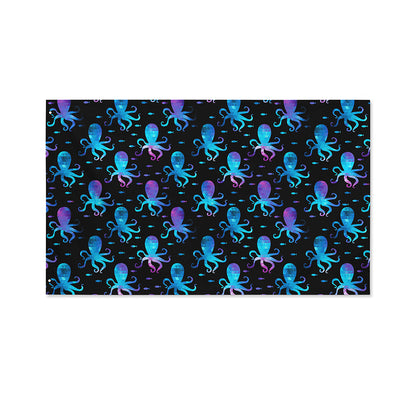 Purple And Teal Octopus Pattern Print Polyester Flag