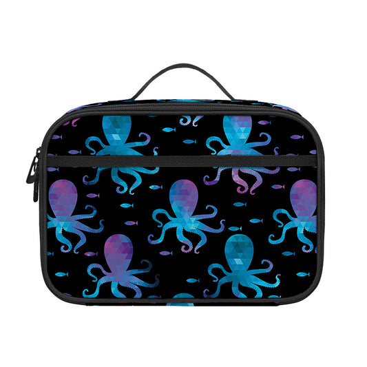 Purple And Teal Octopus Pattern Print Portable Lunch Bag