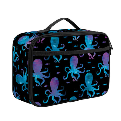 Purple And Teal Octopus Pattern Print Portable Lunch Bag