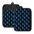 Purple And Teal Octopus Pattern Print Pot Holders With Pocket