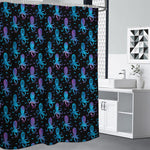 Purple And Teal Octopus Pattern Print Premium Shower Curtain