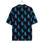 Purple And Teal Octopus Pattern Print Rayon Hawaiian Shirt