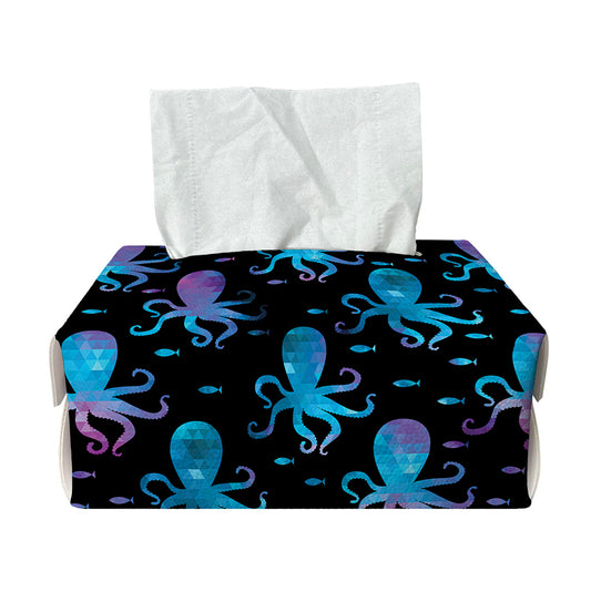 Purple And Teal Octopus Pattern Print Rectangle Tissue Box Cover