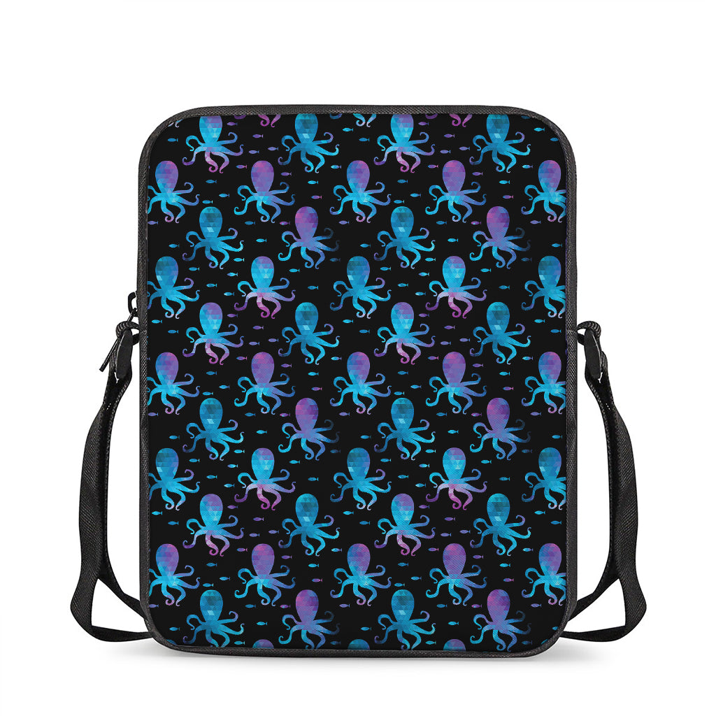 Purple And Teal Octopus Pattern Print Rectangular Crossbody Bag