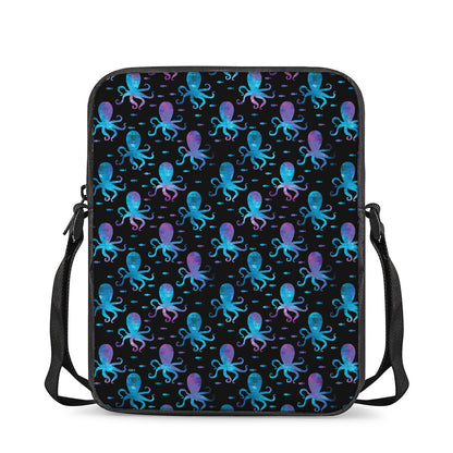 Purple And Teal Octopus Pattern Print Rectangular Crossbody Bag