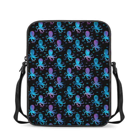 Purple And Teal Octopus Pattern Print Rectangular Crossbody Bag