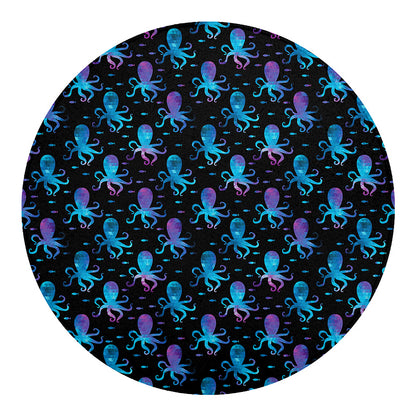 Purple And Teal Octopus Pattern Print Round Blanket