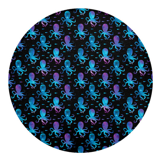 Purple And Teal Octopus Pattern Print Round Blanket