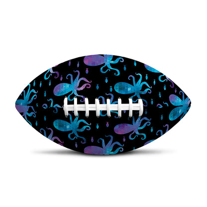 Purple And Teal Octopus Pattern Print Rugby Ball