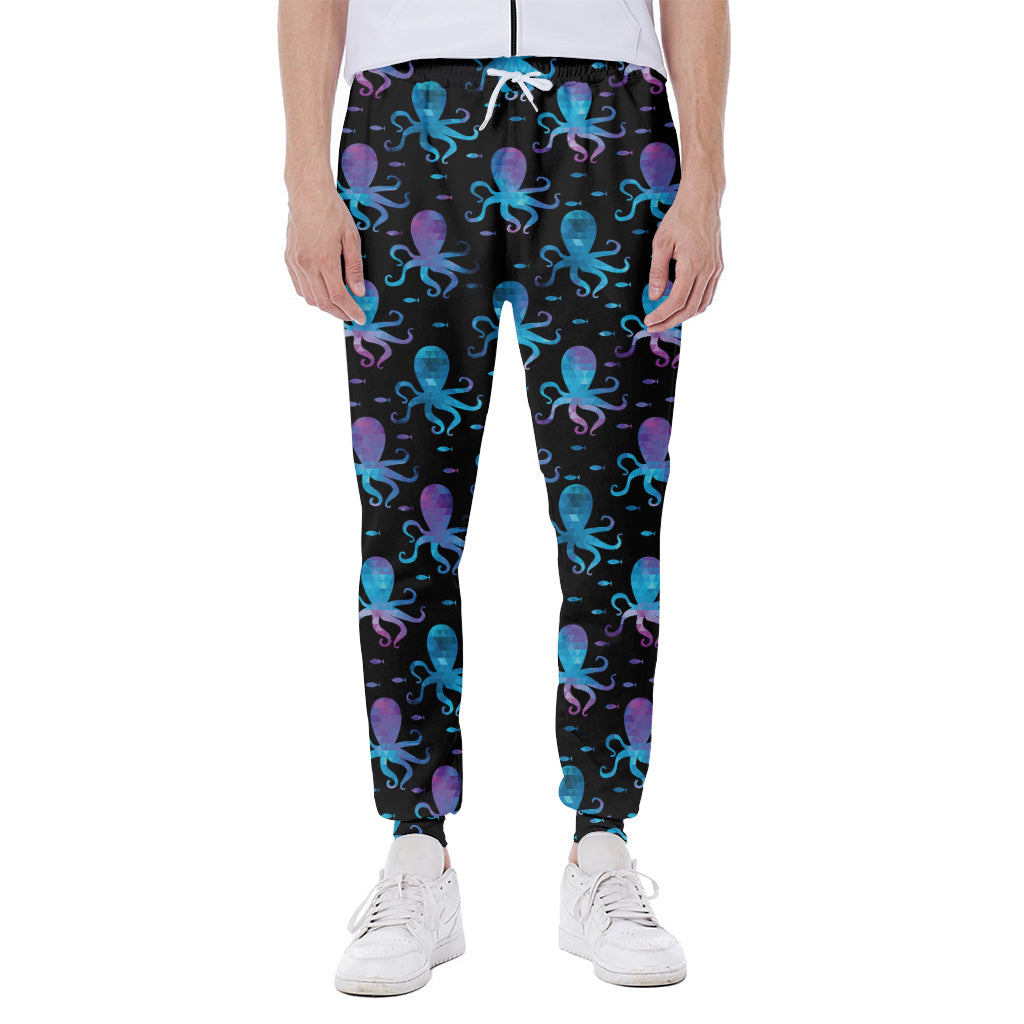 Purple And Teal Octopus Pattern Print Scuba Joggers