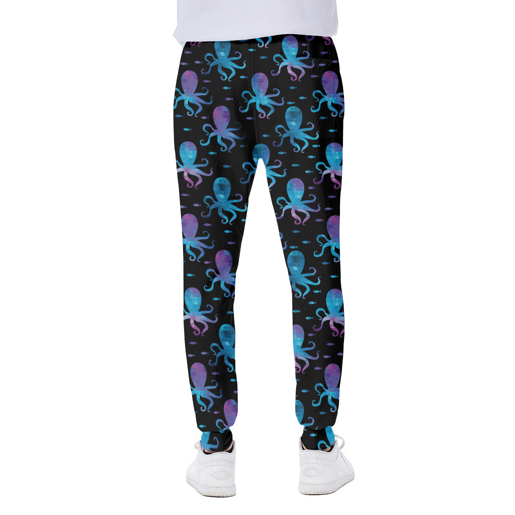 Purple And Teal Octopus Pattern Print Scuba Joggers