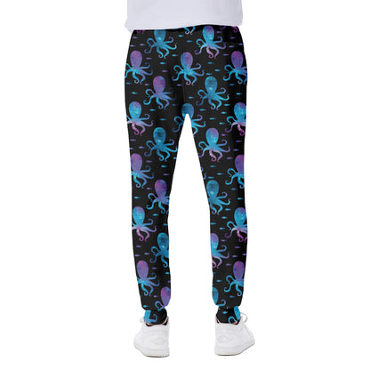 Purple And Teal Octopus Pattern Print Scuba Joggers