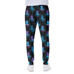 Purple And Teal Octopus Pattern Print Scuba Joggers