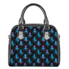 Purple And Teal Octopus Pattern Print Shoulder Handbag