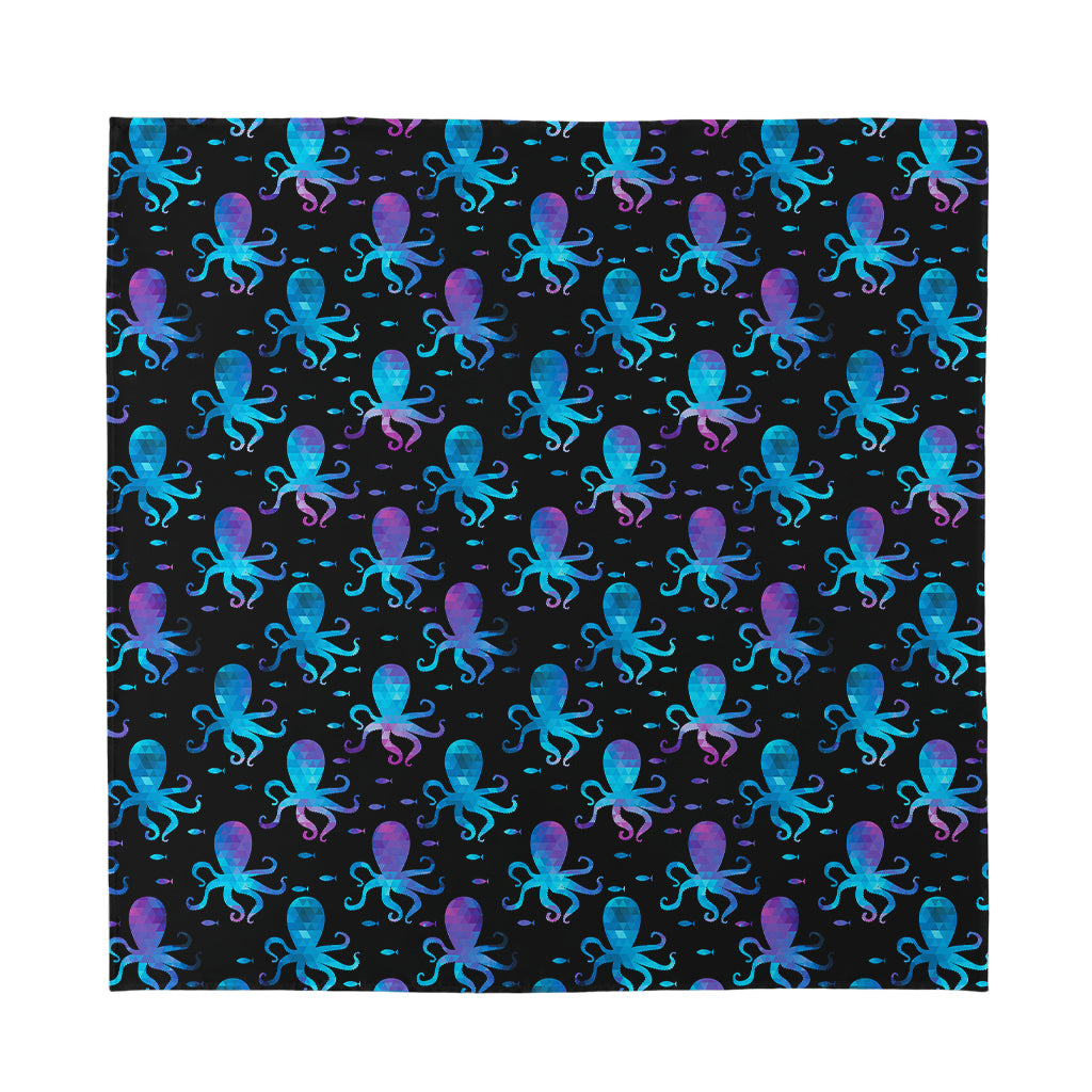 Purple And Teal Octopus Pattern Print Silk Bandana