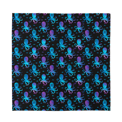 Purple And Teal Octopus Pattern Print Silk Bandana