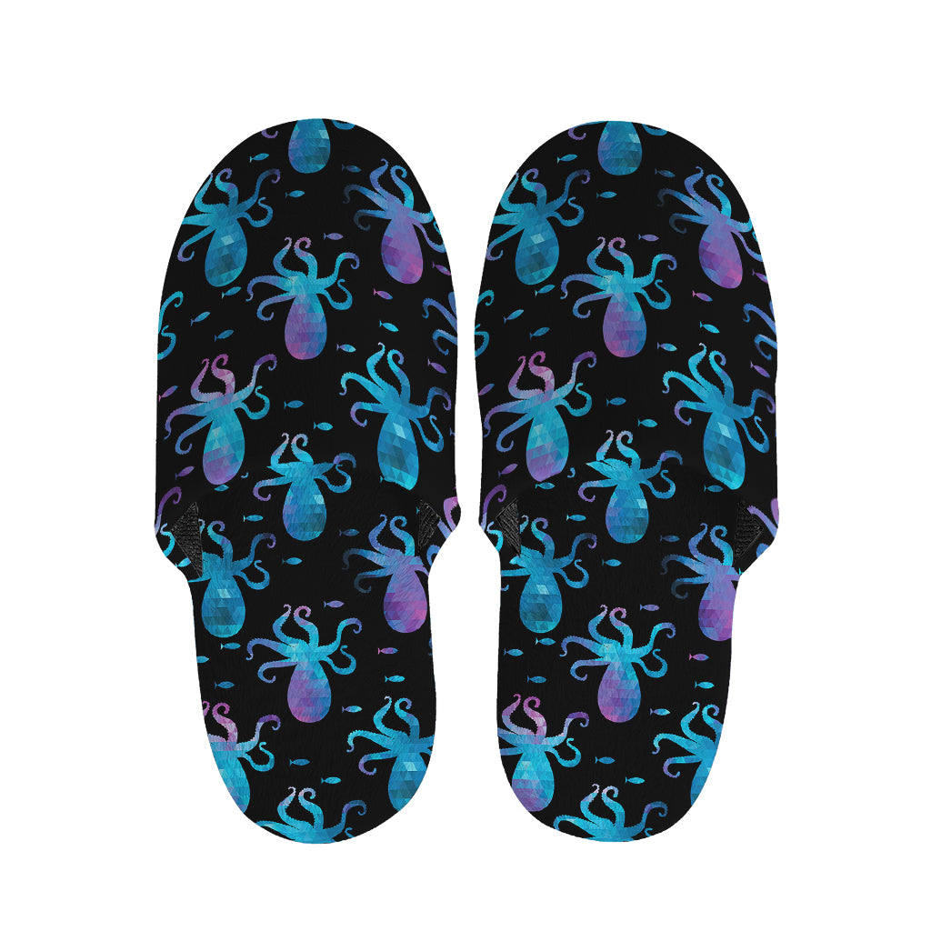 Purple And Teal Octopus Pattern Print Slippers