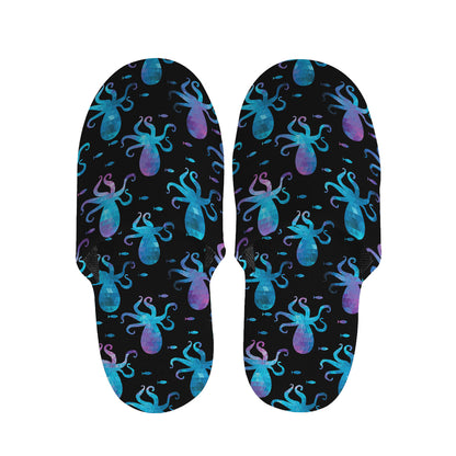 Purple And Teal Octopus Pattern Print Slippers