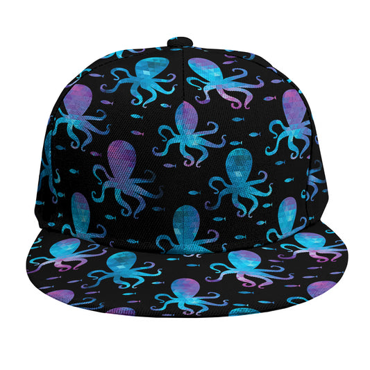 Purple And Teal Octopus Pattern Print Snapback Cap