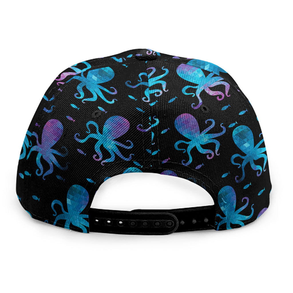 Purple And Teal Octopus Pattern Print Snapback Cap